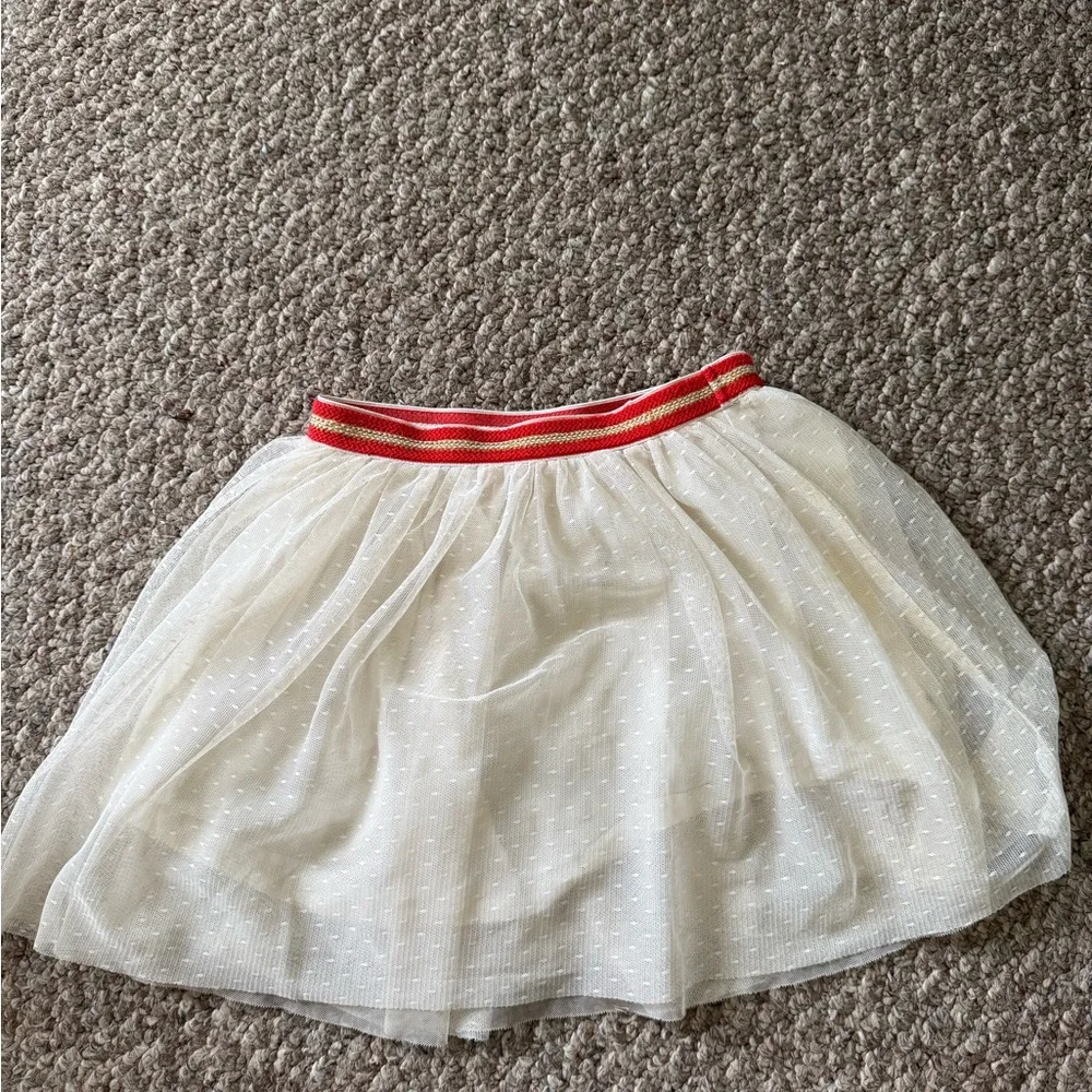 Gymboree White Tulle Skirt with Red Trim
